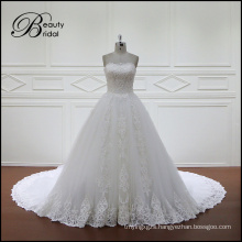 Shining Applique Lace Backless Wedding Dress